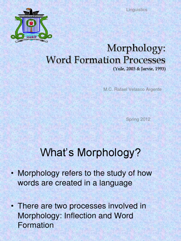 Morphology: Word Formation Processes | PDF | Morphology (Linguistics ...