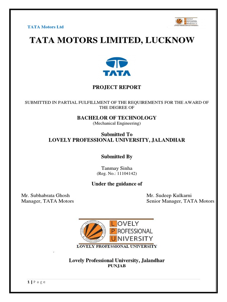 Tâta Motors Project Report PDF Vehicles Motor Vehicle