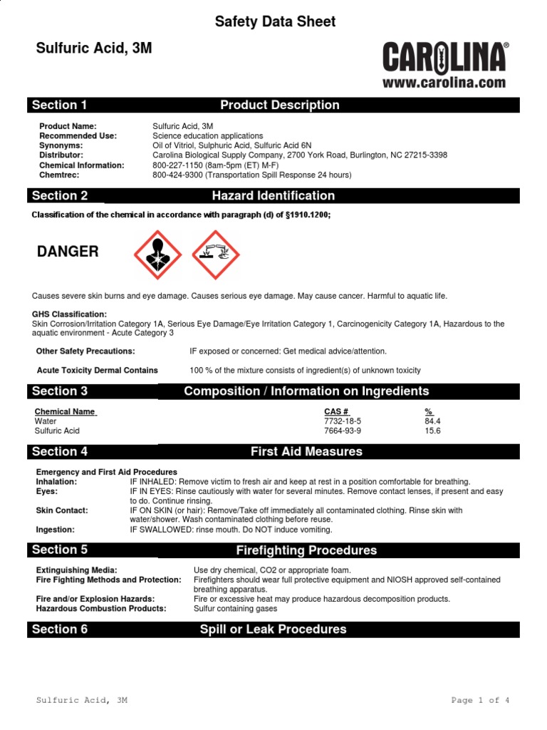 Sulphuric Acid PDF Personal Protective Equipment Occupational