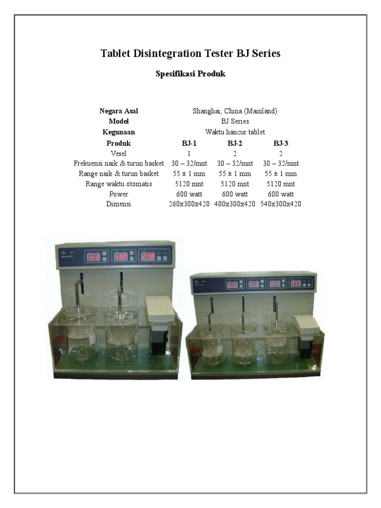 BJ Series Tablet Disintegration Tester | PDF