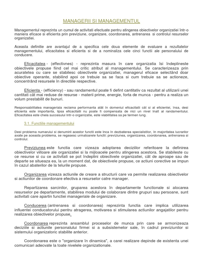Managerii Si Managementul 3 1 Functiile Managementului