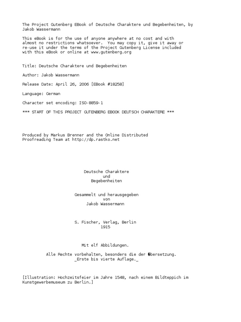 Deutsche Charaktere Und Begebenheiten By Wassermann Jakob 1873 1934 Pdf