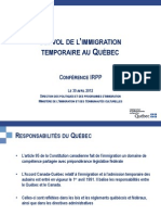 Marie-Josée Lemay: Survol de L'immigration Temporaire Au Québec