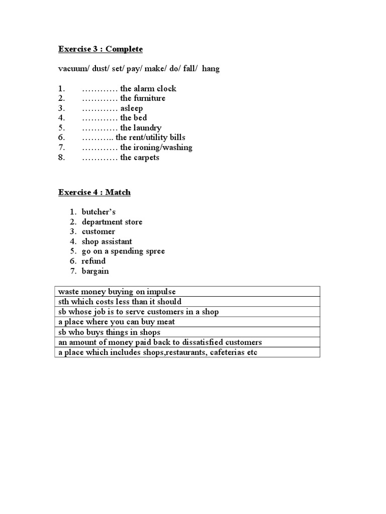 Exercise 3 | PDF | Home & Garden | Self-Improvement