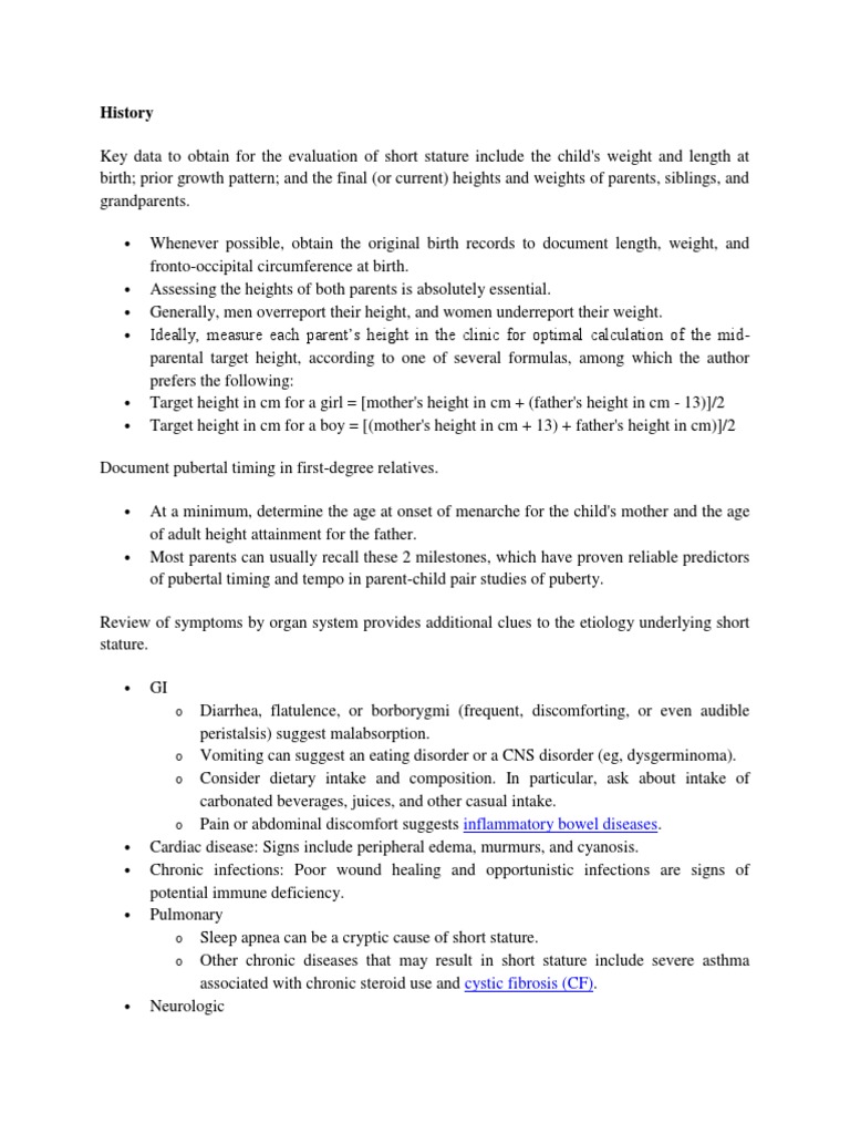 Evaluating Short Stature in Children | PDF | Self-Improvement | Wellness