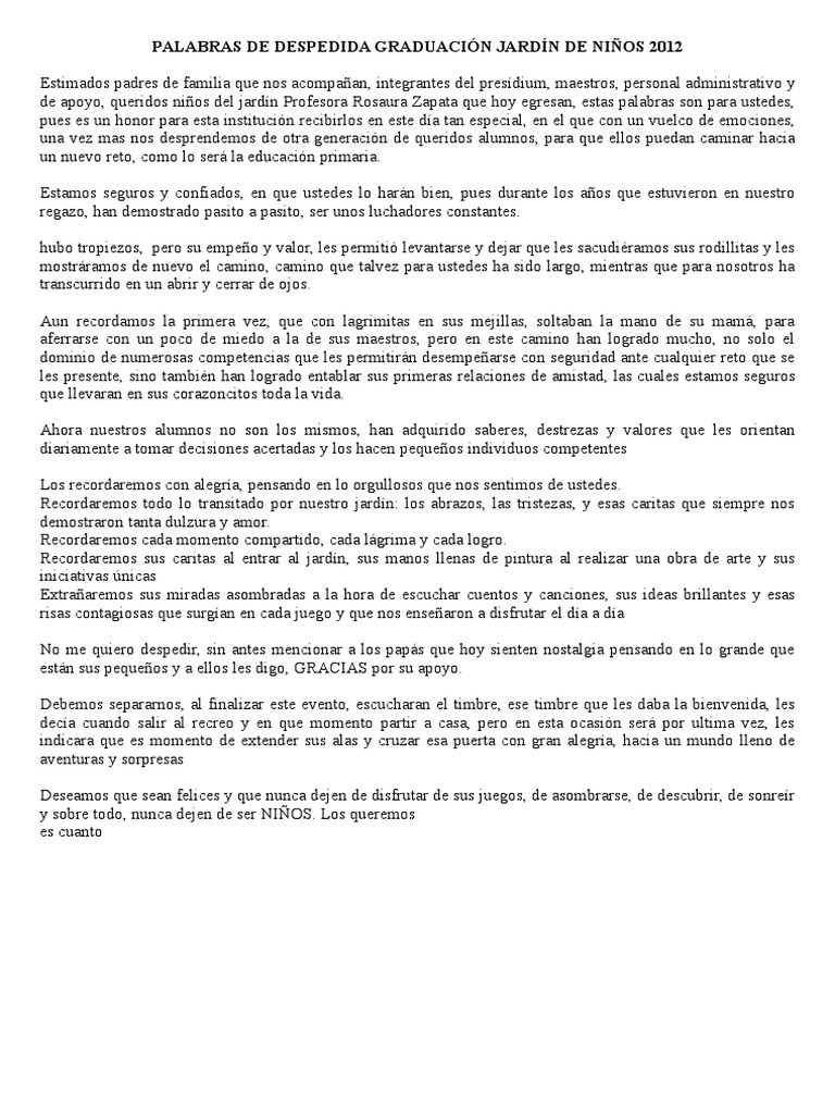 Palabras de Despedida Graduación Jardín de Niños 2012 (2)