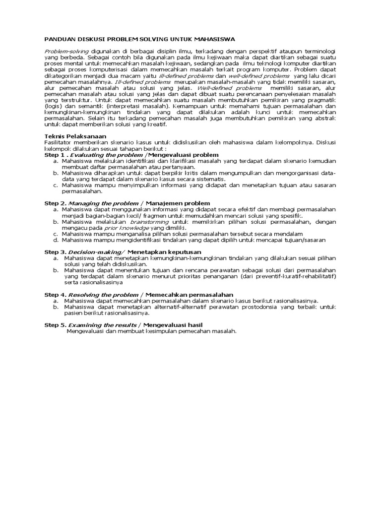 Panduan Problem Solving Mahasiswa | PDF | Pengembangan Diri | Sains ...