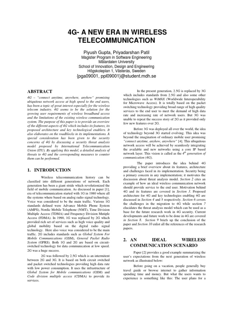 Overview of 4G Wireless Technology | PDF | 4 G | Quality Of Service