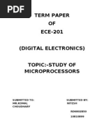 Term Paper OF ECE-201 (Digital Electronics) Topic:-Study of Microprocessors