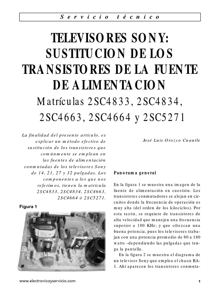 Sustitución de Transistores Sony 2SC4834 | PDF
