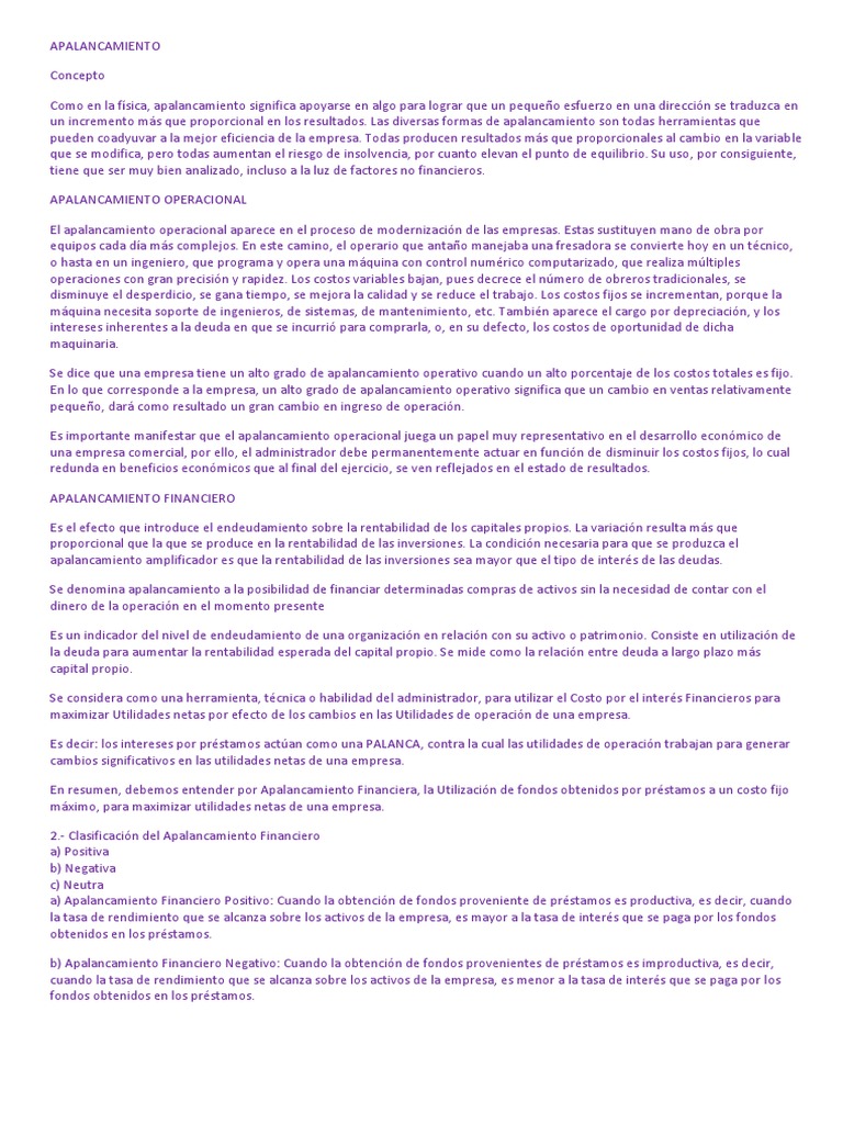 Estrategias de Apalancamiento Empresarial | PDF | Apalancamiento ...