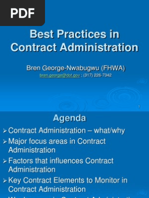 Best Practices in Contract Administration