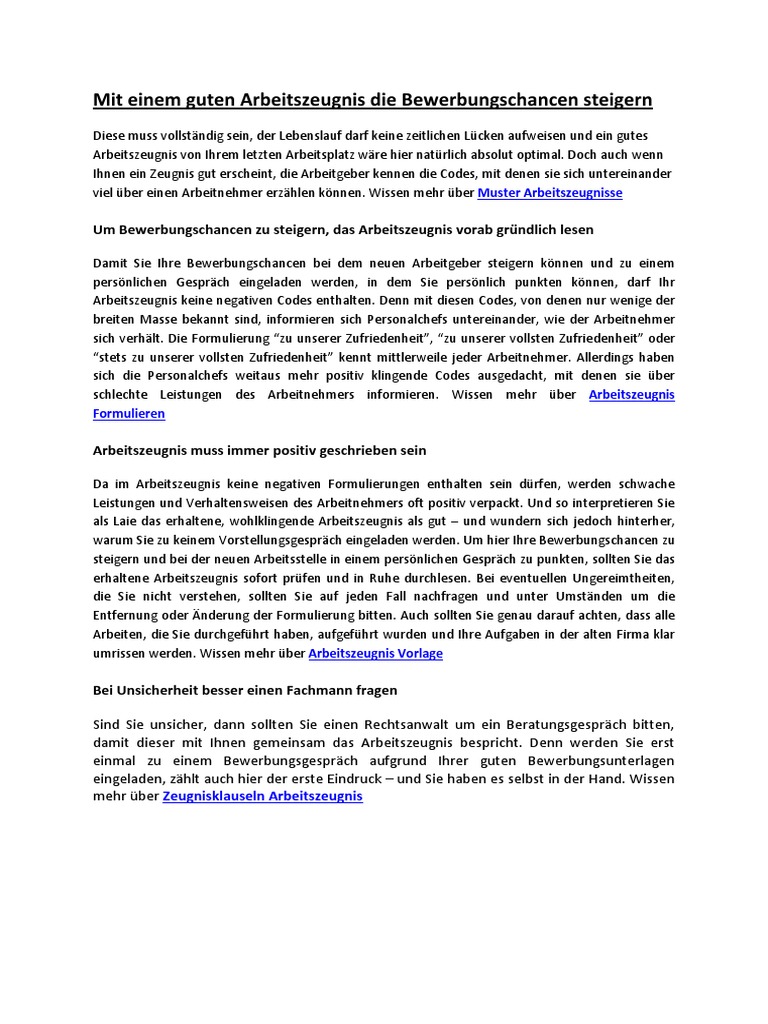 Muster Arbeitszeugnisse