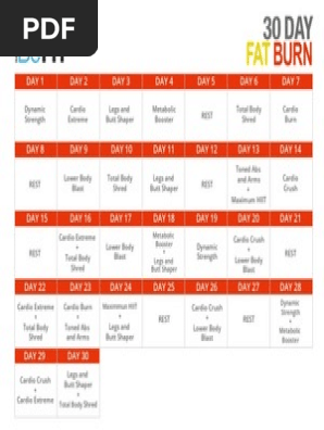 30 Day Fat Burn Workout Calendar Aerobic Exercise Dance Science