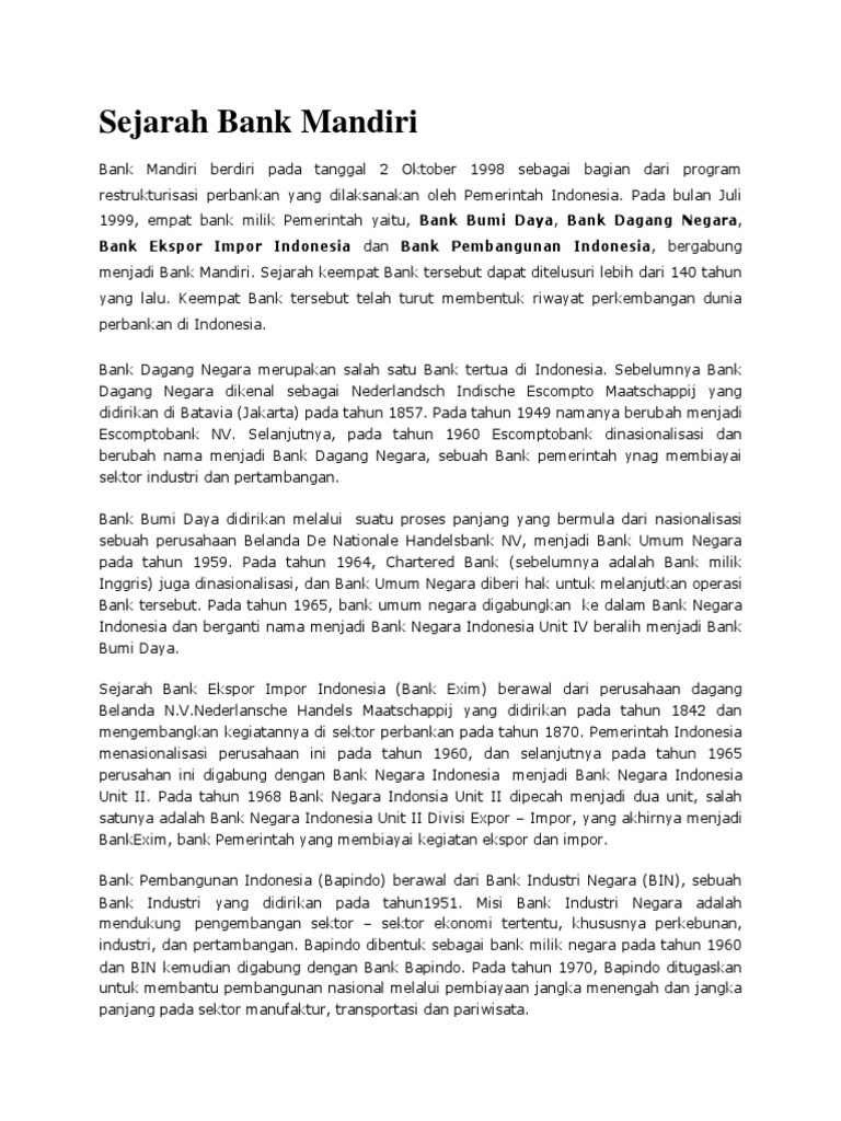 Sejarah bank mandiri taspen