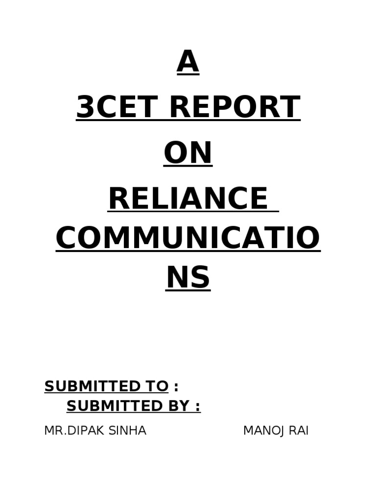 Reliance Communications Project PDF Information And Communications