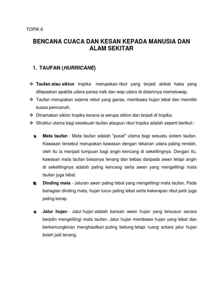 Topik 6 Bencana Dan Kesan Kepada Manusia Pdf