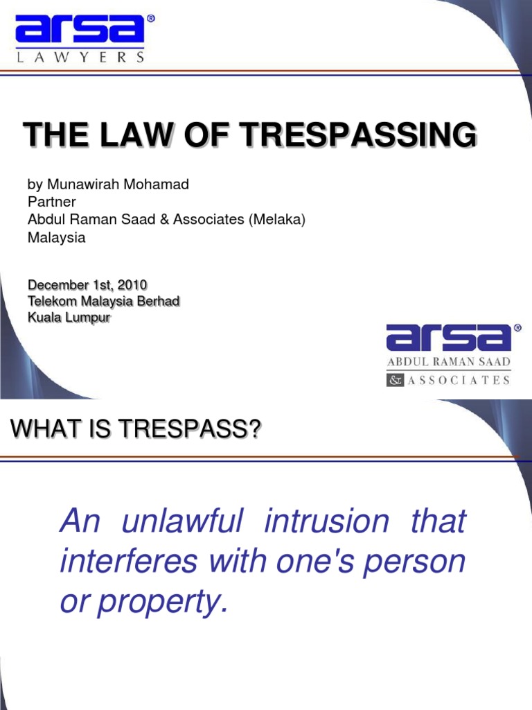 The Law of Trespassing PDF Trespass Landlord