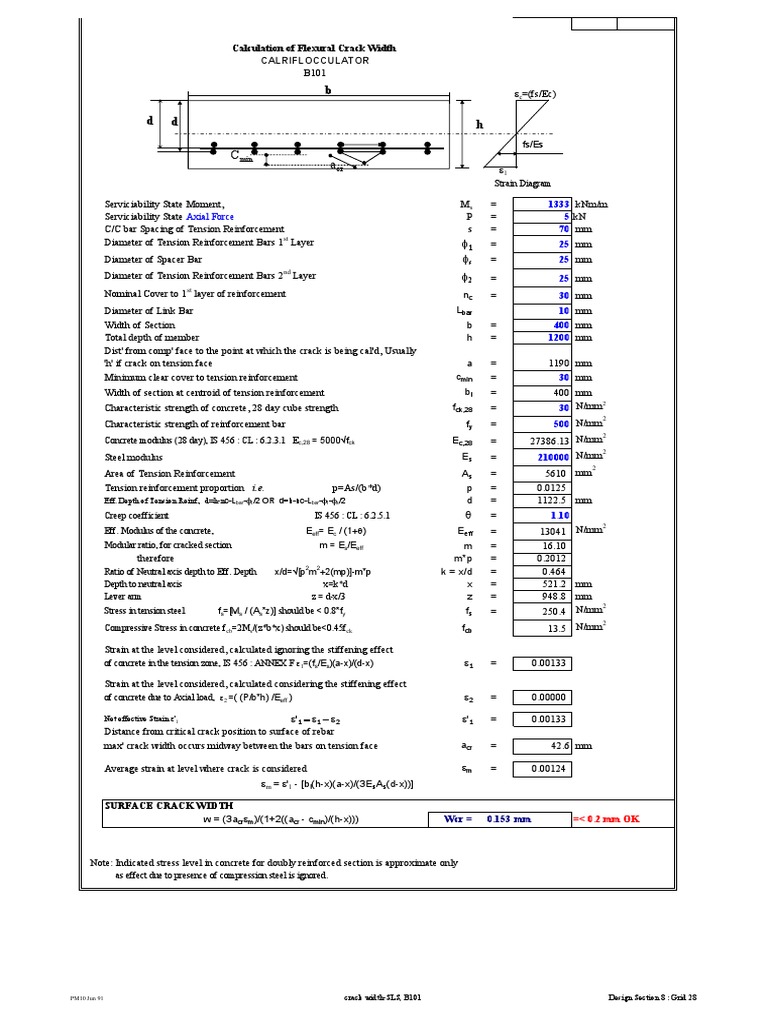 Flexural Crack Width Calculation Guide | PDF | Strength Of Materials ...