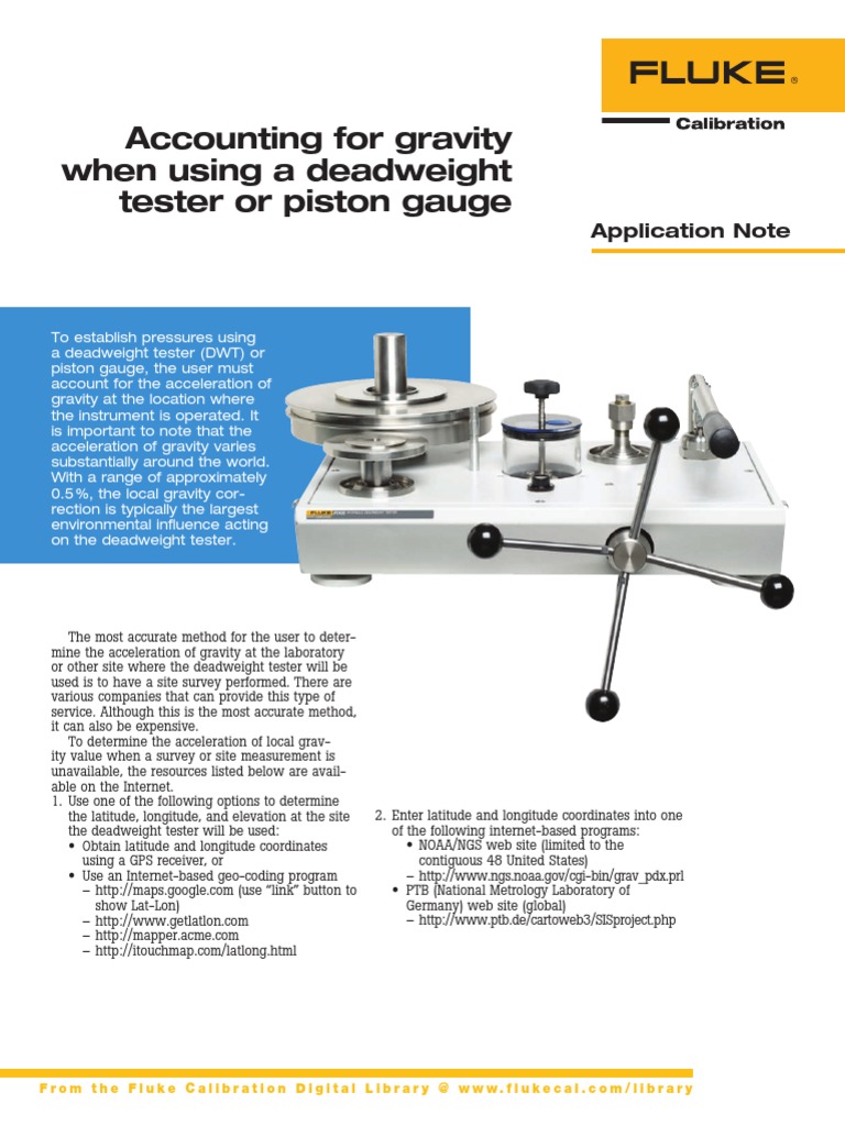 Gravity Correction for Deadweight Testers | PDF | Scientific ...