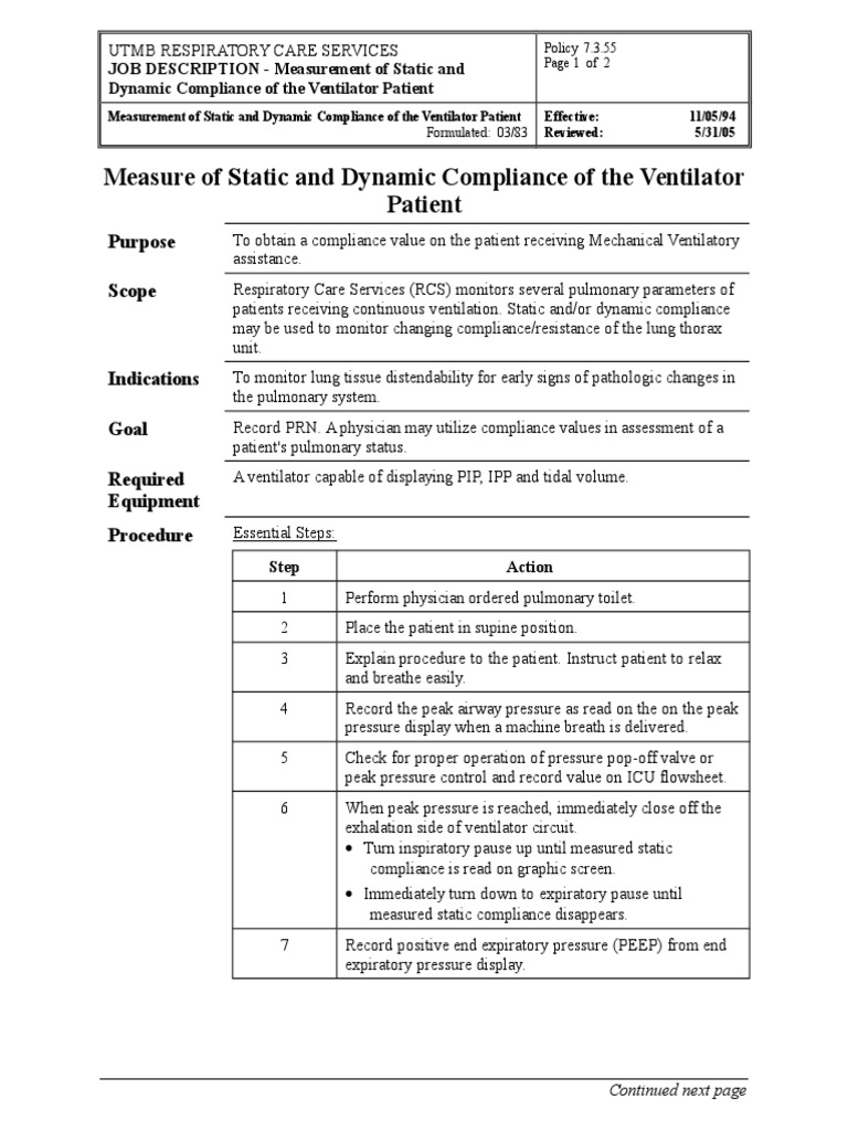 7355 Measure of Static and Dynamic Compliance of The Ventilator