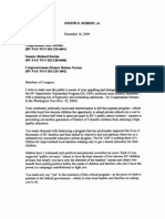 Joe Robert OSP Letter To Congress 2009-12-10