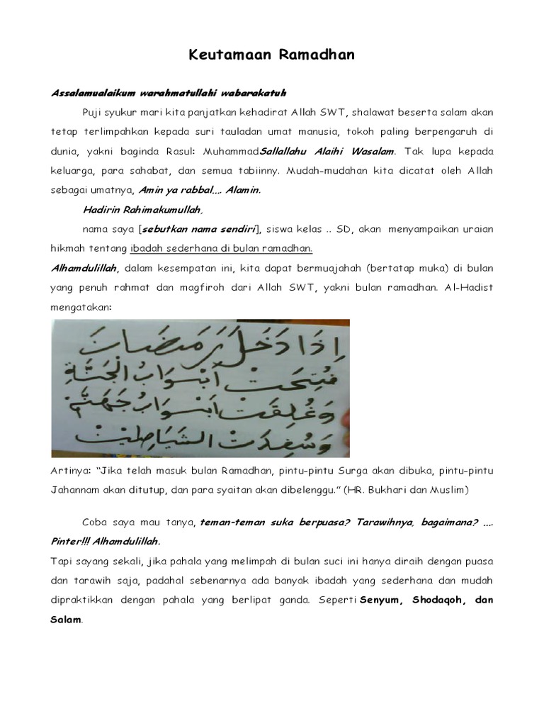 Teks Pidato Sirah Nabi