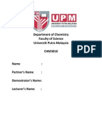 Chemistry Lab Report Front Page