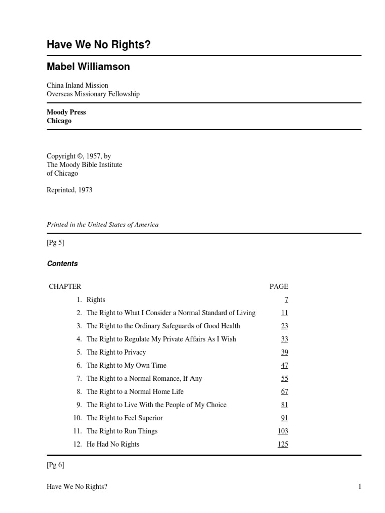 Have We No Rights?A Frank Discussion of The 