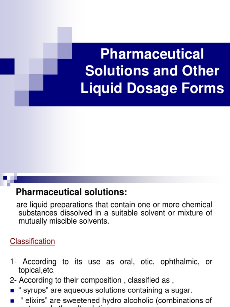 Pharmaceutical Solutions Overview | PDF | Solution | Fructose