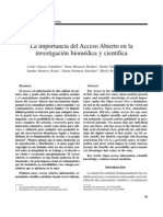 Acceso Abierto. Importancia para Revistas Biomédicas. Medicina
