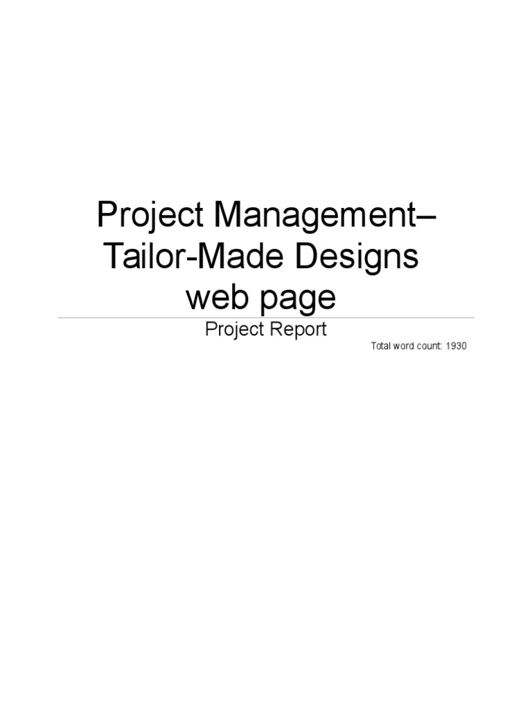 Project Management - Tailor-Made Designs Web Page | PDF | Projects ...