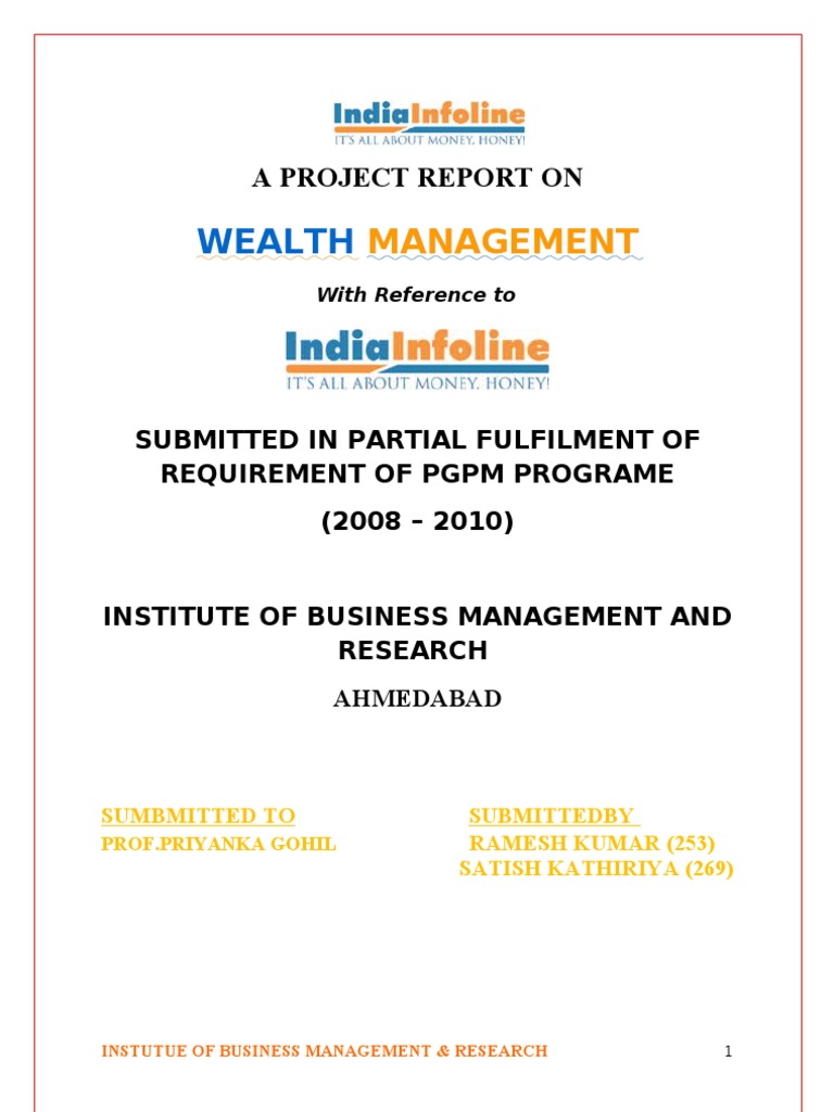 Wealth Management Project Report 2009 | PDF | Financial Markets | Stocks