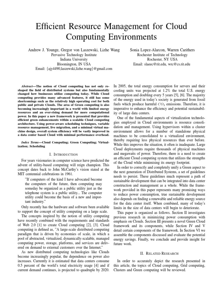Resource Management Paper | PDF | Virtual Machine | Cloud Computing