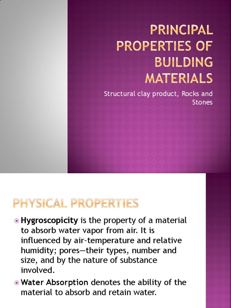 Principal Properties of Building Materials | PDF | Rock (Geology) | Brick