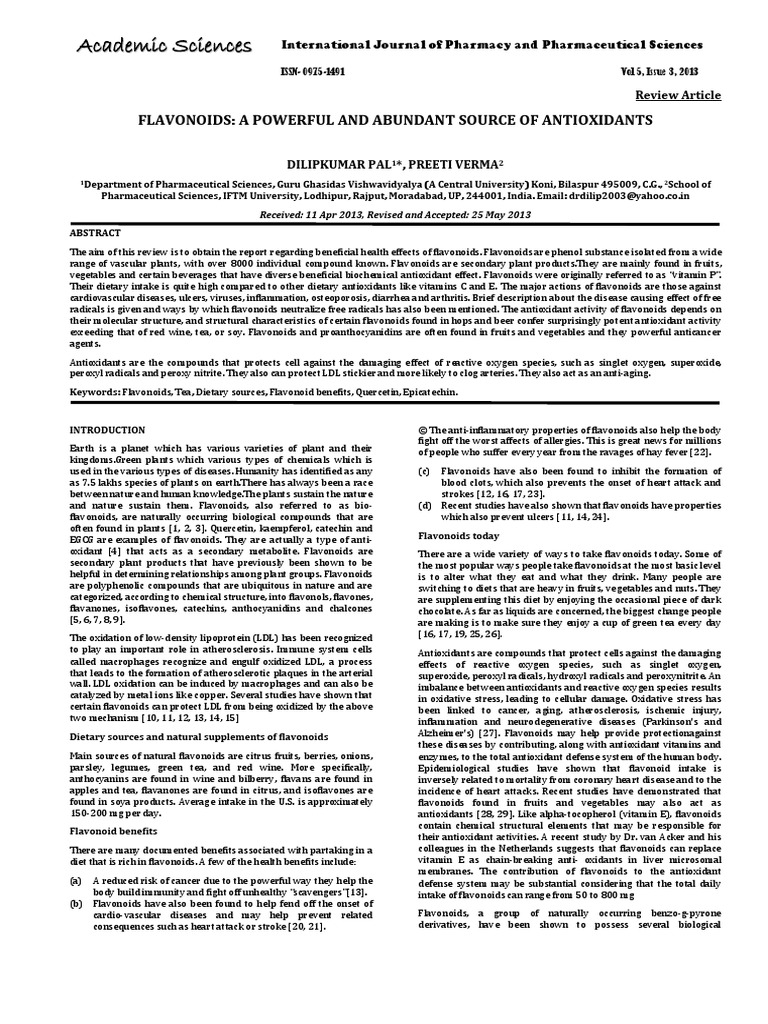 Review Flavonoids A Powerful and Abundant Source of Antioxidants