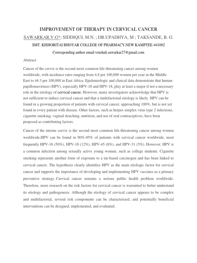 Enhancing Cervical Cancer Therapy Strategies | PDF