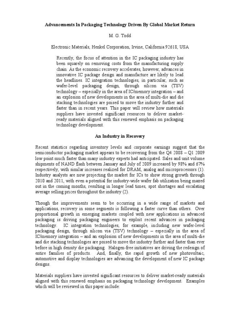 Innovations in IC Packaging Technology | PDF | Science & Mathematics