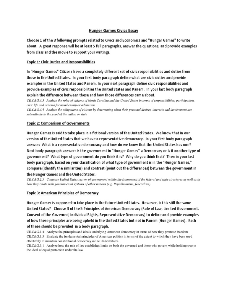 hunger games essays