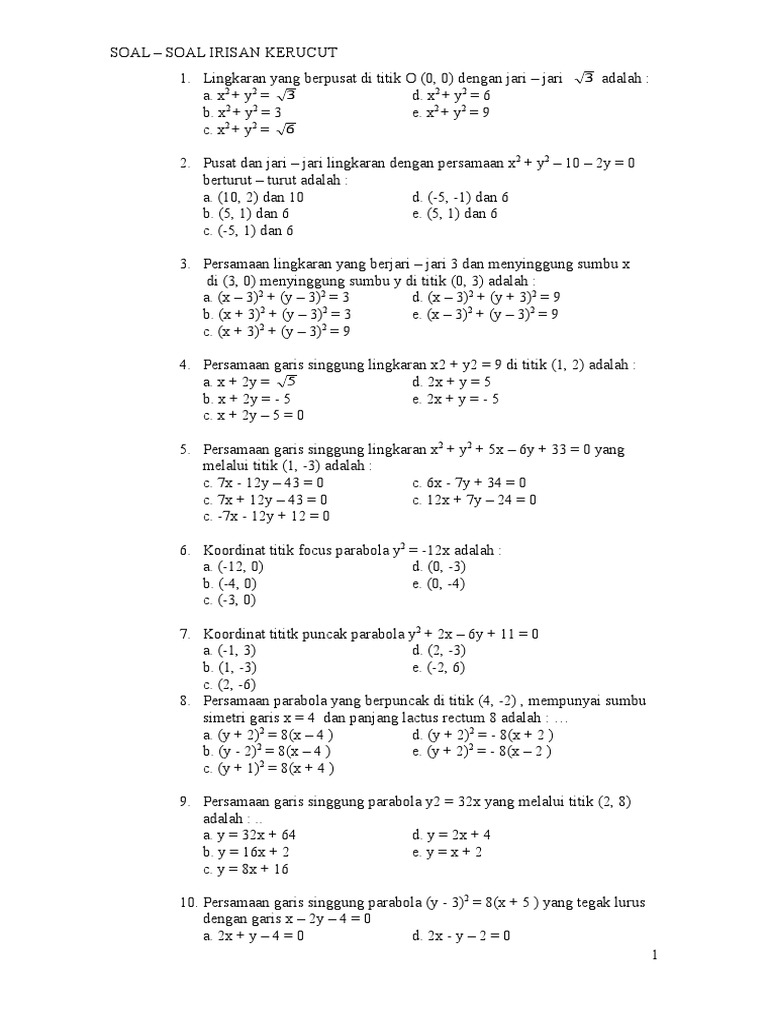 Persamaan Lingkaran Yang Berjari Jari 3 Dan Menyinggung Sumbu X