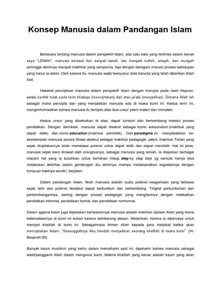 Konsep Manusia Dalam Pandangan Islam Pdf