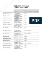 Mediation Program List of Mediators: Name Address Judge or Judge Trial Referee