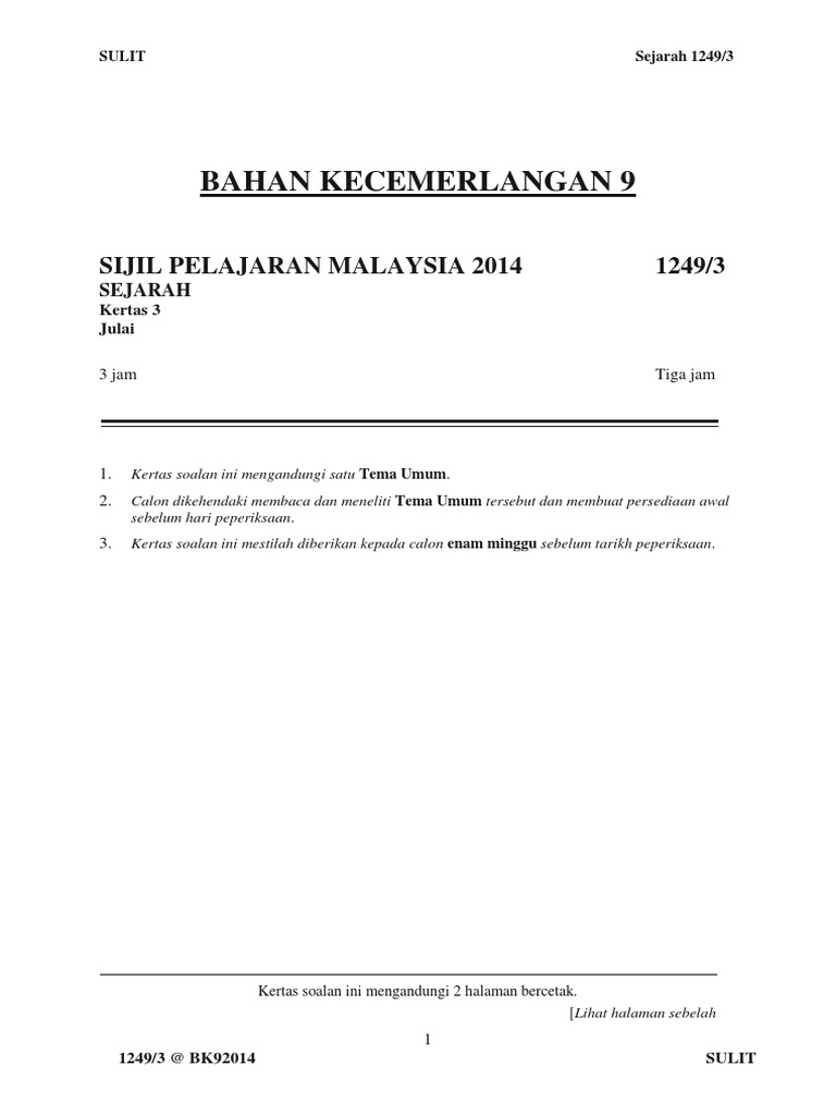 Kertas Percubaan Sejarah SPM - SPM - Free SPM Tips 2020 by 