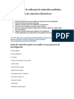 Indicaciones de Estilo para La Redacción Académica. Conectores Discursivos.