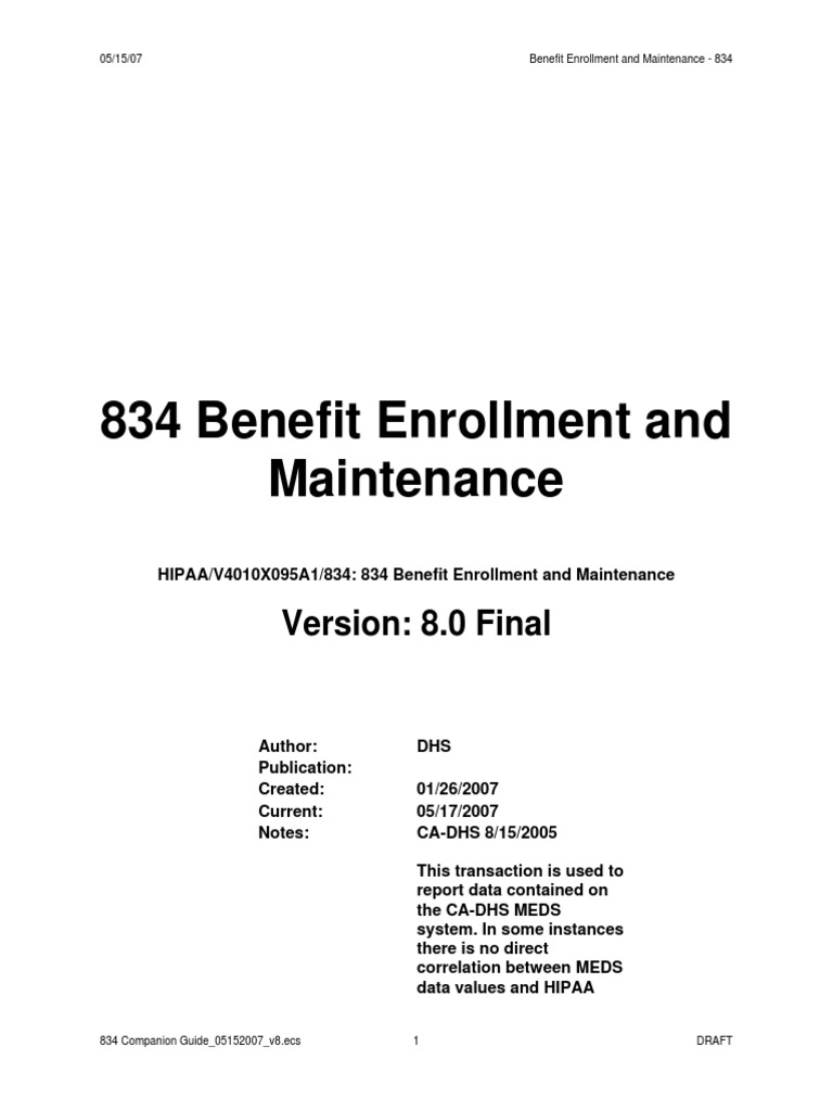 834 Companion Guide PDF Health Insurance Portability And