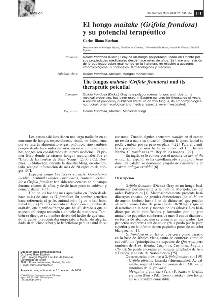 Grifola Frondosa PDF Hongo Sistema inmune