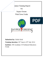 Summer Training Report On Jaypee Greens Wish Town Noida