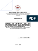 "Estudio de Factibilidad para La Implementación de Un Taller de Enderezada y Pintura Al Horno de Vehículos en La Ciudad D 1