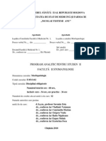 Program Analitic Pentru Studentii Facultatii Stomotologie