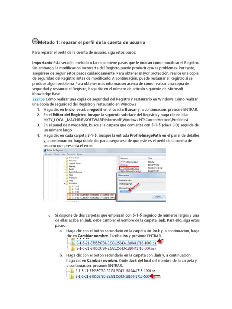 Reparar perfil de usuario en Windows | PDF | Point and Click ...